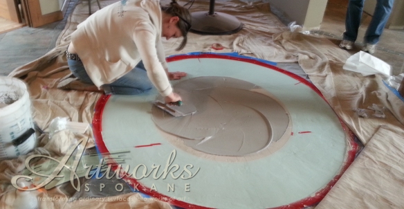 filling the center circle with concrete