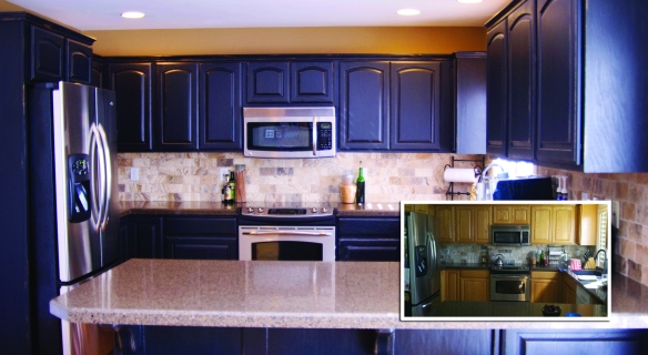 Oak cabinets with a Graphite blend