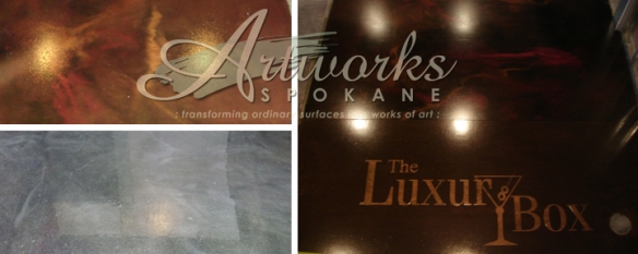 Collage of Epoxy Coating floors done by Artworks Spokane